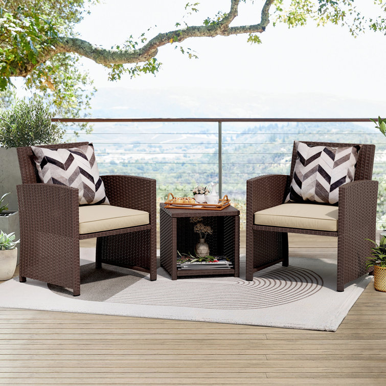 Rand 3 Piece Rattan Seating Group with Cushions